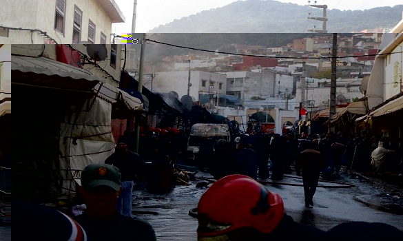 حريق يتسبب في خسائر كبيرة في قيسارية المجلس البلدي بمدينة وزان