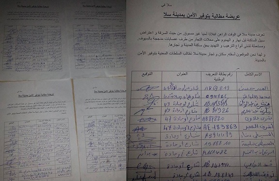 ساكنة سلا تجمع لوائح التوقيعات وآخرون يدعون لوقفة احتجاجية ضخمة للمطالبة بالأمن في المدينة