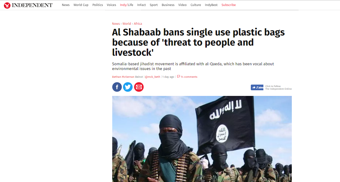 في خطوة مفاجئة.. حركة الشباب الصومالية تمنع استعمال الأكياس البلاستيكية