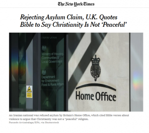 "المسيحية ليست دين سلام" هكذا ردت بريطانيا على إيراني طلب اللجوء بحجة أن المسيحية دين سلام