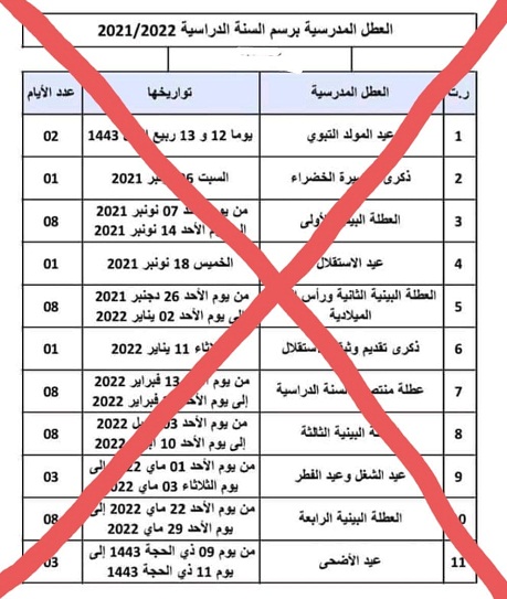 توضيح.. وزارة التربية الوطني تنفي إصدار أي لائحة محينة للعطل المدرسية 