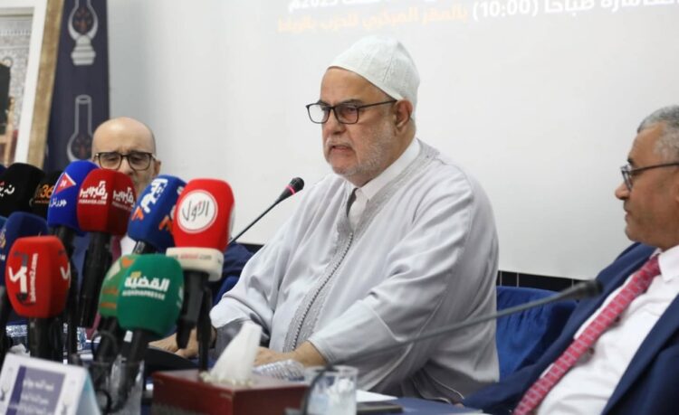 قيادات حزب العدالة والتنمية خلال ندوة بالرباط لتقديم المذكرة الإصلاحية الخاصة بانتخابات 2026