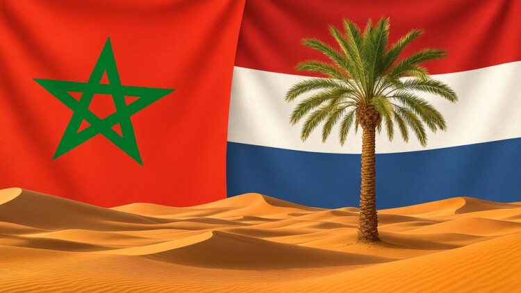 صورة تعبيرية لعلم المغرب إلى جانب علم هولندا في سياق دعم الحكم الذاتي.