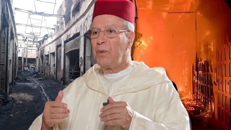 صورة تعبيرية لحريق سوق شعبي أو متجر مدمّر في تازة